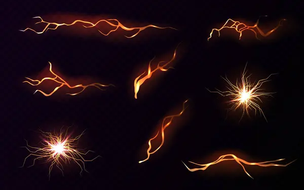 Молния Удар Молнии Красный Удар Трещина Волшебная Энергетическая Вспышка Ночные — стоковый вектор