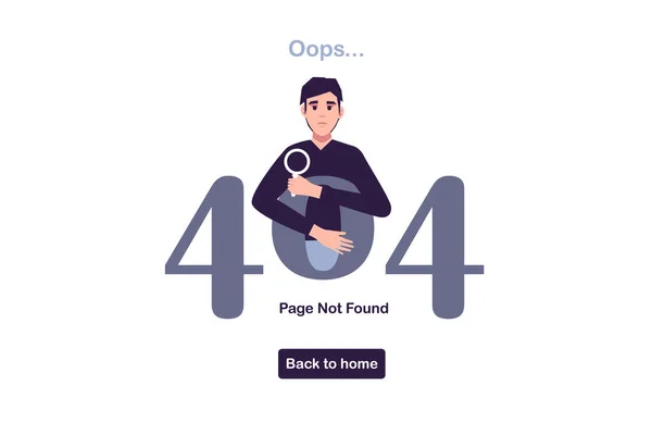 stock vector 404 error page with man vector. Concept of error 404, page not found, online service notification.