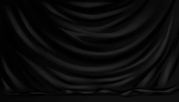 Чорна Шовкова Тканина Розкішний Чорний Текстиль Елегантний Фон Темним Гладким — стоковий вектор