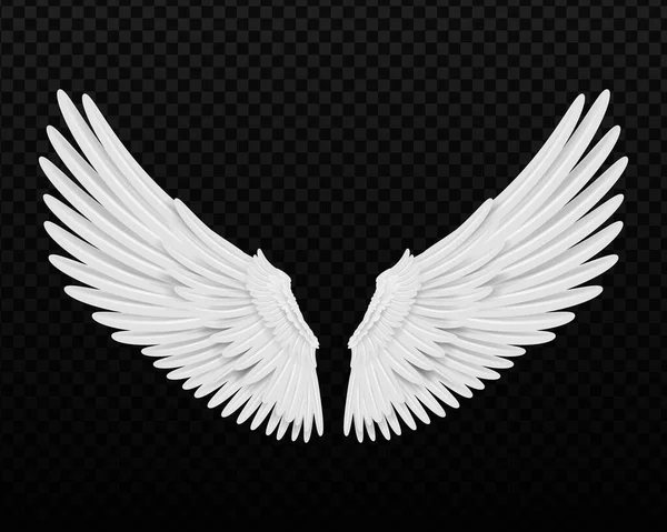 Realistická Křídla Andělská Křídla Bílý Izolovaný Pár Křídla Sokol Křídla — Stockový vektor