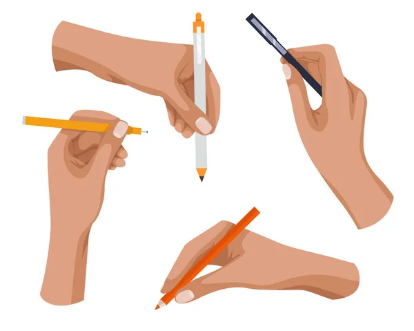Outils Écriture Main Stylo Crayon Stylet Feutre Dans Les Bras — Image vectorielle