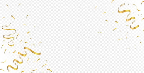 黄金のコンフェッティが孤立した 輝く金のコンフェッティ 鮮やかな金色のお祝いのティンセル ベクターイラスト Eps10 — ストックベクタ
