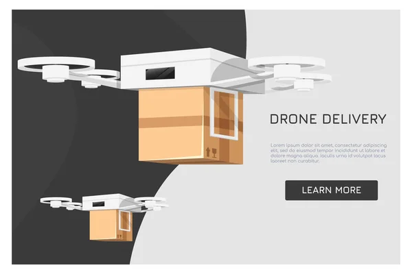 Concepto Entrega Drones Entrega Rápida Quadcopter Automatizado Volando Sobre Mapa Ilustración De Stock
