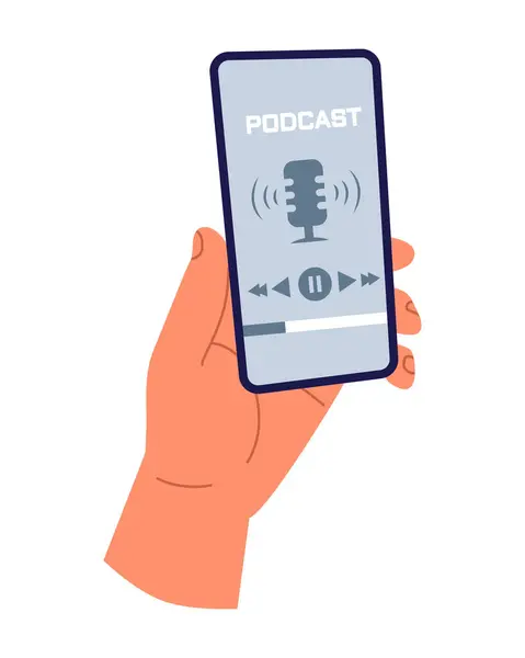 Cep Telefonu Ekranından Video Izliyorum Podcast Haber Online Video Izleme — Stok Vektör
