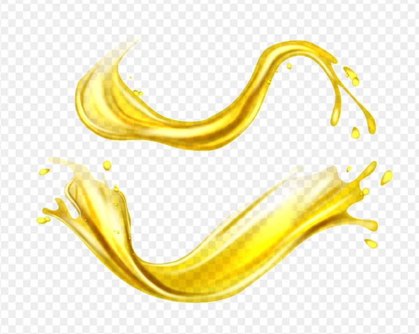 Orange Lemon Juice Oil Splashes Liquid Yellow Drink Streams Drops — Stock Vector