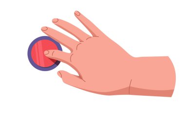 El sıkışma ve düğmeye basma. Parmak düğmesine bas. Aç ve kapa. Fırlatma, başlatma, kontrol konsepti. Vektör illüstrasyonu EPS10