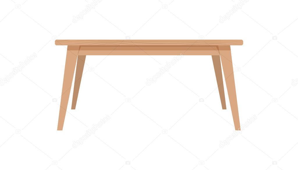 Table Furniture. Interior item for a cozy isolated interior. Designer trendy furniture. Vector illustration of living room furniture in mid century modern style.