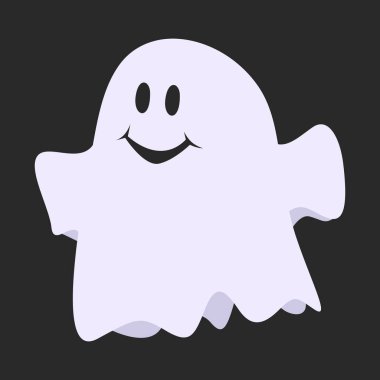 Karikatür cadılar bayramı hayaleti, hayalet hayalet ruh ve gizemli hayalet. Korkunç hayalet karakter, komik hayalet, sevimli gülümseme Cadılar Bayramı korkutma Cadılar Bayramı maskotu çizim seti.