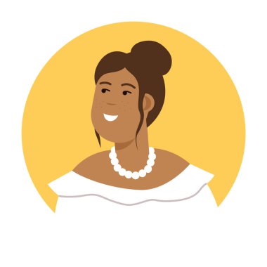 Modern daire avatarı. Karakter yüz, kafa portresi. Süper yaratıcı kullanıcı profilleri. Düz grafik vektör illüstrasyonu EPS10