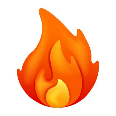 3D vektörünü ateşle. Çizgi film 3d izole vektör çizimi