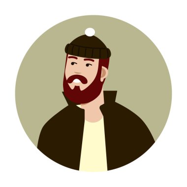 Modern daire avatarı. Karakter yüz, kafa portresi. Süper yaratıcı kullanıcı profilleri. Düz grafik vektör illüstrasyonu EPS10