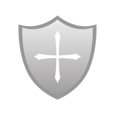 İzole edilmiş kalkan silahı ortaçağ ikon vektör illüstrasyonu