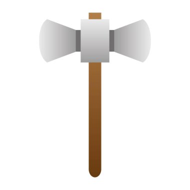 İzole edilmiş balta silahı ortaçağ ikon vektör illüstrasyonu