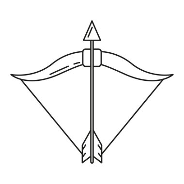 İzole edilmiş ahşap yay silahı ortaçağ ikon vektör illüstrasyonu