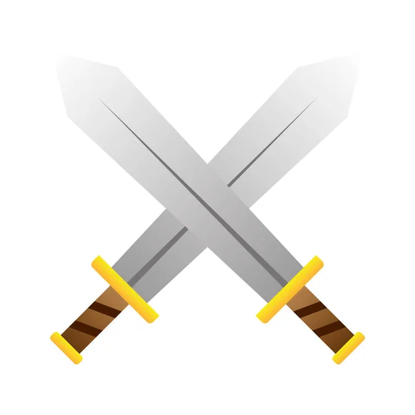 Paire Armes Épée Icône Médiévale Illustration Vectorielle — Image vectorielle