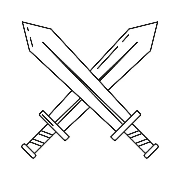 Paar Schwertwaffen Mittelalterliche Ikone Vector Illustration — Stockvektor