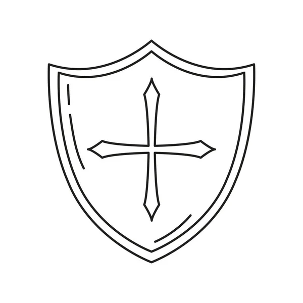 Izolovaný Štít Zbraň Středověké Ikony Vektorové Ilustrace — Stockový vektor