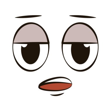 Beyaz düz ciddi yüz ifadesi Avatar Vektör illüstrasyonu