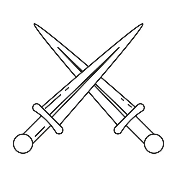 Paire Isolée Armes Poignard Icône Médiévale Illustration Vectorielle — Image vectorielle