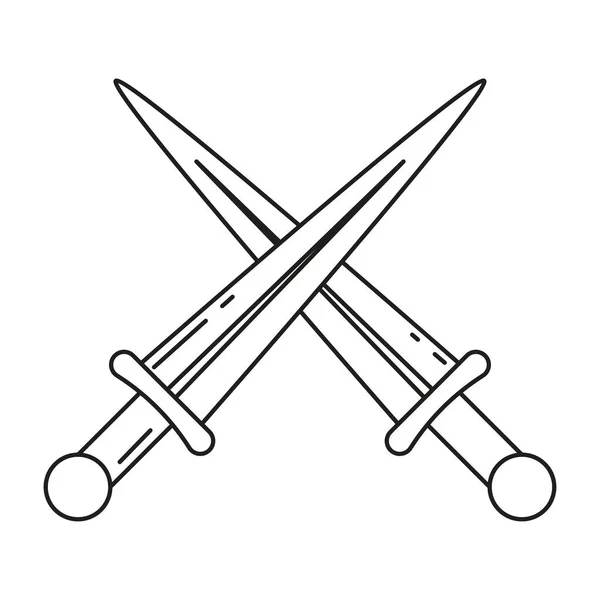 Pareja Aislada Armas Daga Icono Medieval Ilustración Vectorial — Vector de stock