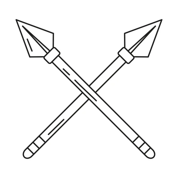 Izolowana Para Broni Lancy Średniowieczna Ikona Wektor Ilustracji — Wektor stockowy