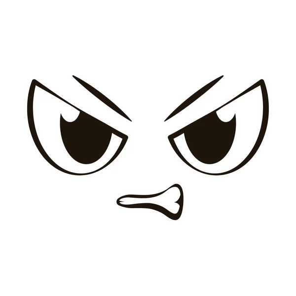 フラットな怒りの表情 エモートアバターベクトルイラスト — ストックベクタ