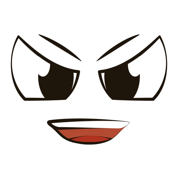 フラットな怒りの表情 エモートアバターベクトルイラスト — ストックベクタ