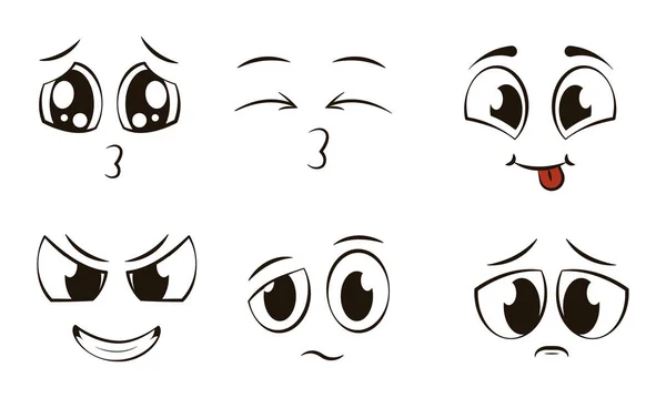 Conjunto Diferentes Avatares Expressão Facial Ilustração Vetorial — Vetor de Stock