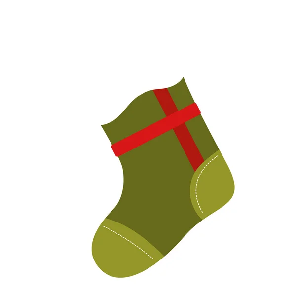 Icono Aislado Del Boceto Del Calcetín Navidad Ilustración Vectorial — Vector de stock