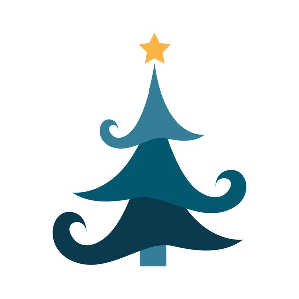 Ícone Árvore Natal Colorido Isolado Esboço Estilo Ilustração Vetorial — Vetor de Stock
