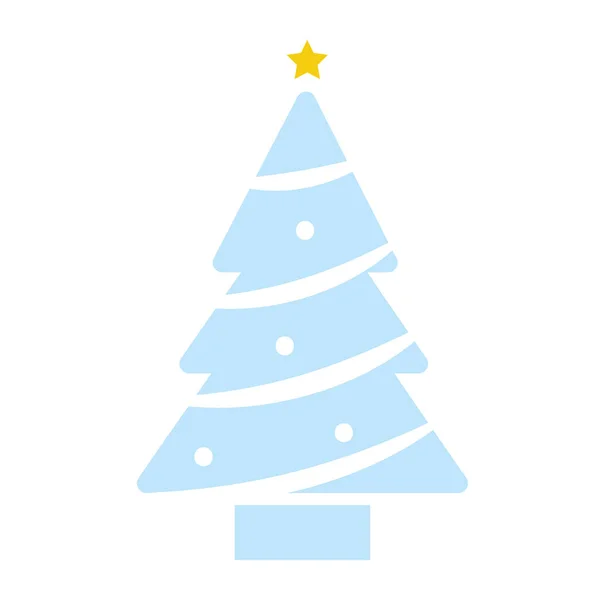 Ícone Árvore Natal Colorido Isolado Esboço Estilo Ilustração Vetorial — Vetor de Stock