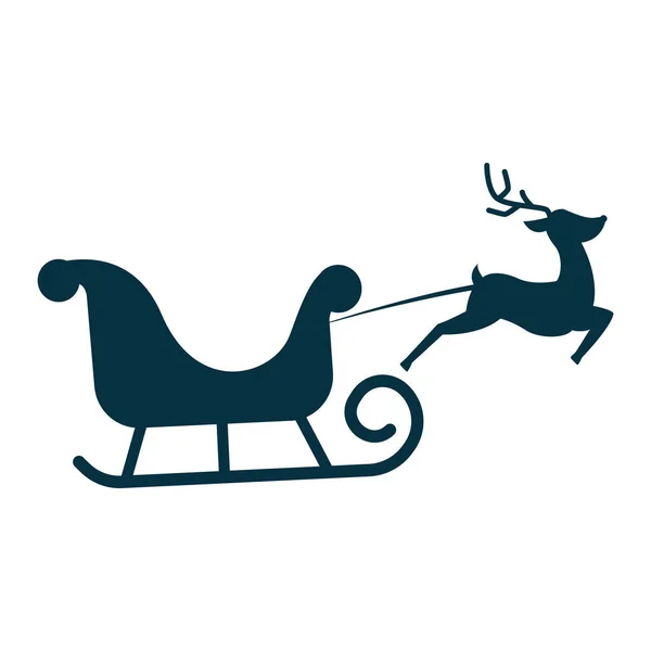 Icono Trineo Navidad Silueta Aislada Ilustración Vectorial — Vector de stock