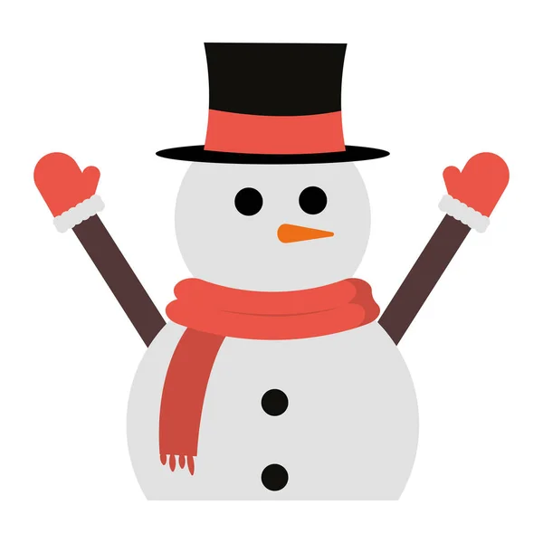 Isolated Christmas Snowman Character Sketch Icon Vector Illustration — Stock Vector