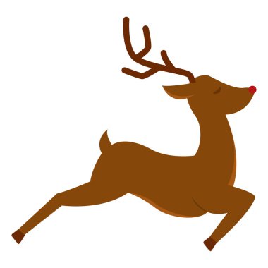 İzole edilmiş renkli geyik simgesi Düz Tasarım Vektör illüstrasyonu