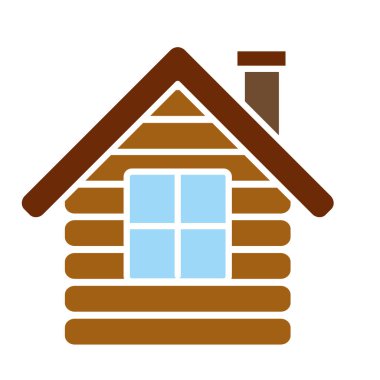 İzole edilmiş kış ahşap kulübe ikonu Vektör illüstrasyonu