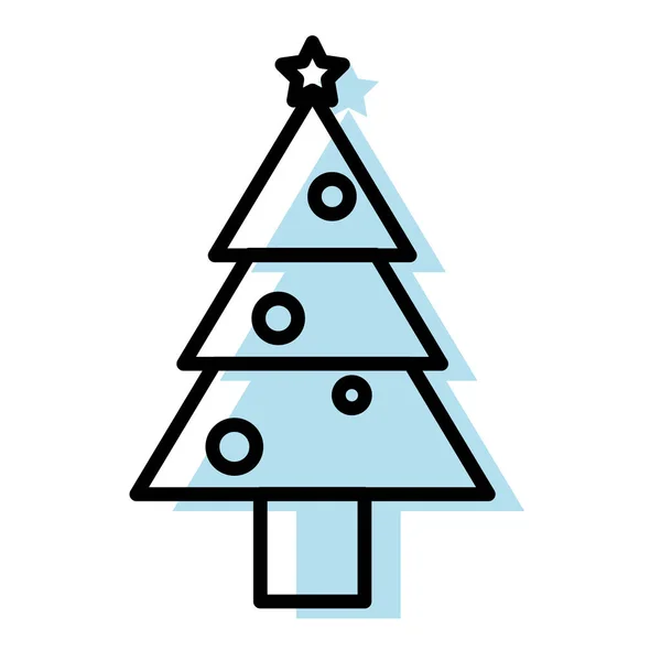 Zole Edilmiş Monokrom Noel Ağacı Ikonu Vektör Illüstrasyonuname — Stok Vektör
