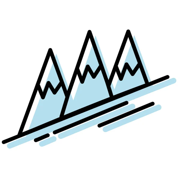 Vereinzelte Monochrome Winter Schnee Berge Ikone Vector Illustration — Stockvektor