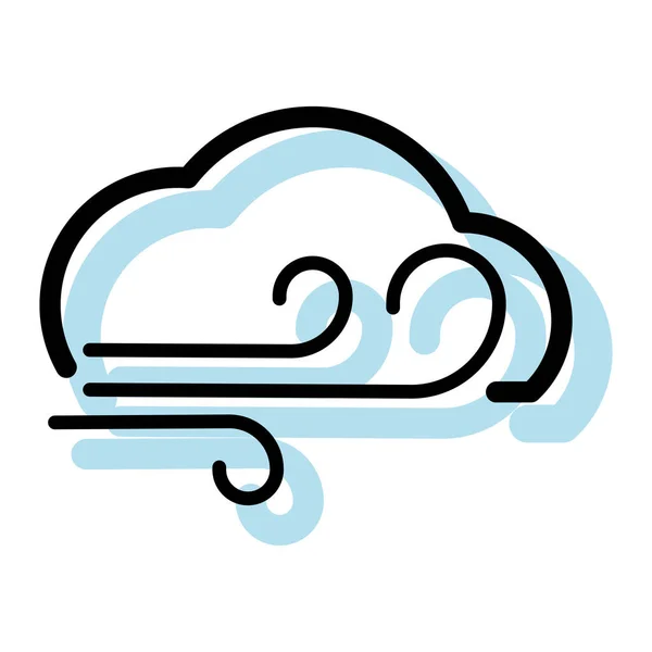 Μεμονωμένη Μονόχρωμη Ανεμοδαρμένο Σύννεφο Εικονίδιο Καιρού Διάνυσμα Εικονογράφηση — Διανυσματικό Αρχείο