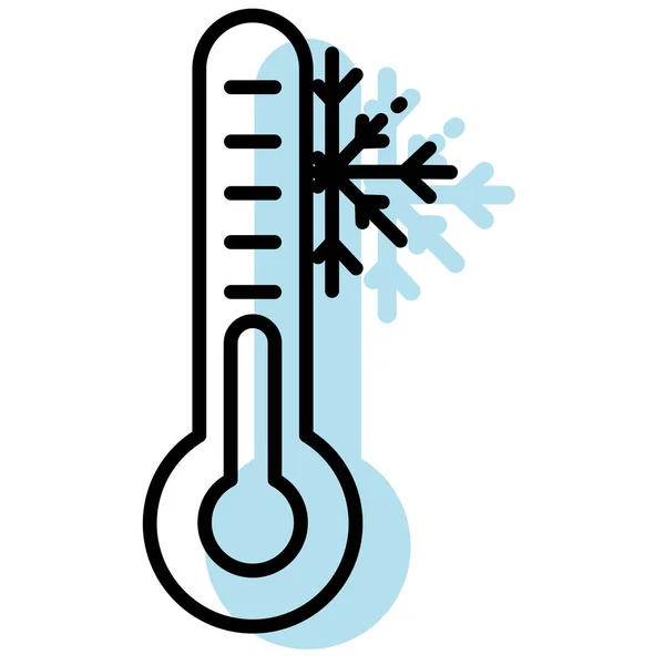 隔離されたモノクロの冷たい温度計アイコンベクトルイラスト — ストックベクタ