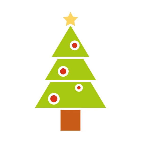 Izolované Barevné Vánoční Stromeček Ikona Vektorové Ilustrace — Stockový vektor