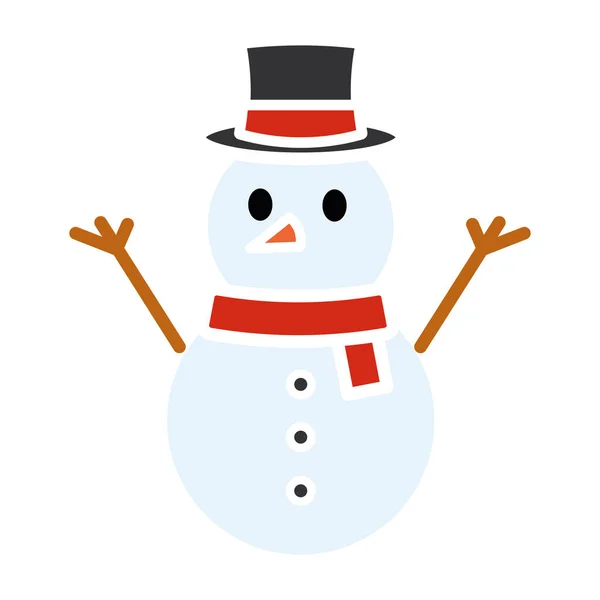 隔離された色の冬の雪だるまのキャラクターアイコンベクトルイラスト — ストックベクタ