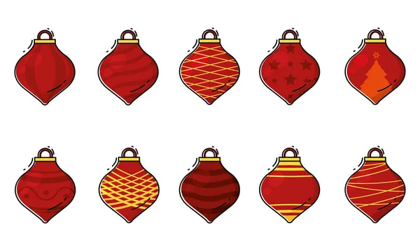 Conjunto Bolas Navidad Colores Vector Ilustración — Vector de stock