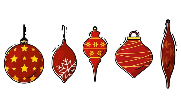 Набор Цветных Рождественских Шаров Векторная Иллюстрация — стоковый вектор