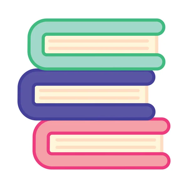 Isolado Colorido Empilhado Livros Escritório Fonte Ícone Vector Ilustração — Vetor de Stock
