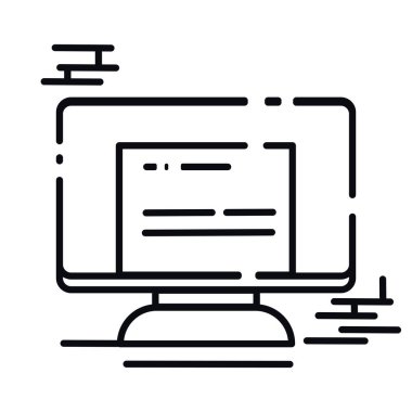 pc monitörünün izole edilmiş ana hatları Ofis arz vektörü illüstrasyonu