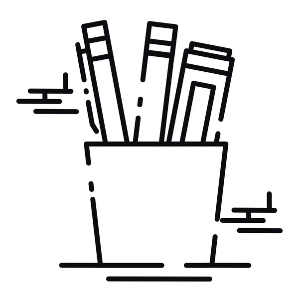 Schéma Isolé Porte Crayon Icône Fournitures Bureau Illustration Vectorielle — Image vectorielle