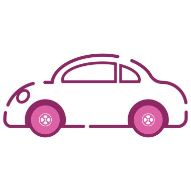 İzole edilmiş araba simgesi Renkli Çizim Vektörü illüstrasyonu