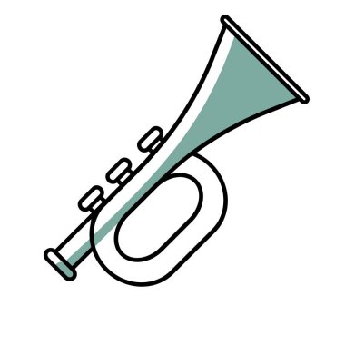 İzole edilmiş renkli çocuklar trompet ikonu Vektör illüstrasyonunun çizimi