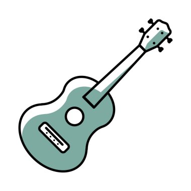 İzole edilmiş renkli çocuklar gitar ikonu Vektör illüstrasyonunun taslağı