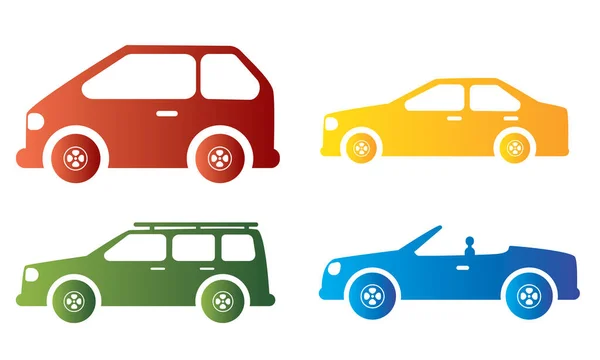 Set Icone Auto Colorate Illustrazione Vettoriale — Vettoriale Stock